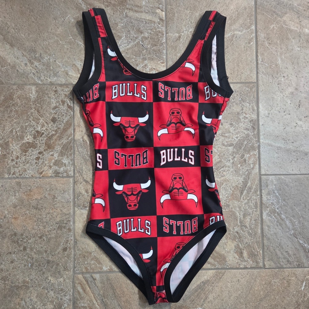 NWT I9NBA Ultra Game Chicago Bulls Bodysuit Red Black Checkerboard Women XS New